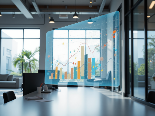 现代化办公室内部场景，员工正在工作，有电脑屏幕显示电商数据图表，明亮自然光